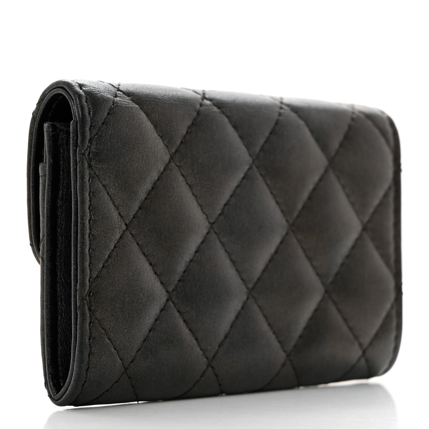 Chanel Metallic Calfskin Quilted Reissue Card Holder Wallet Charcoal 3 of 9