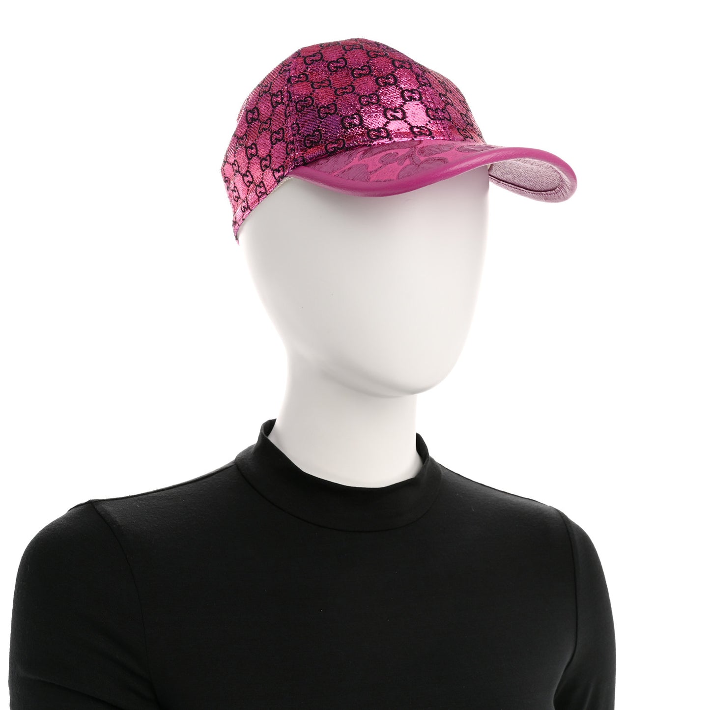 Silk Blend Jacquard Monogram Santa Barbara Baseball Hat M Fuxia Black