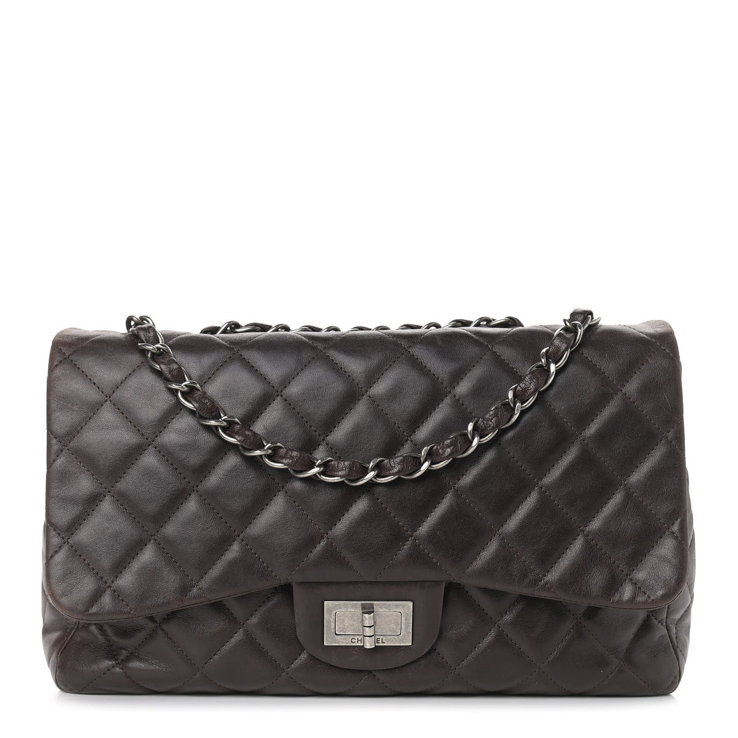 Washed Lambskin Quilted Jumbo Hybrid Reissue Flap Dark Brown