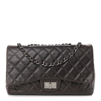Chanel Washed Lambskin Quilted Jumbo Hybrid Reissue Flap Dark Brown 1 of 11