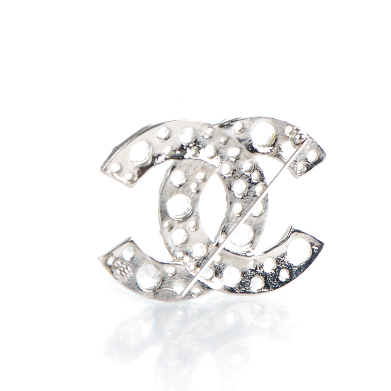 Chanel Crystal Large CC Brooch Silver 3 of 5