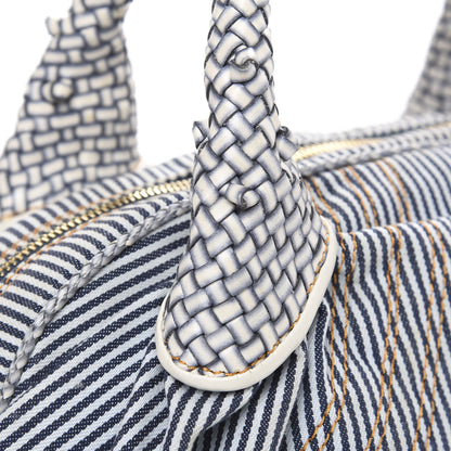 Fendi Denim Striped Spy Bowler Blue 10 of 12