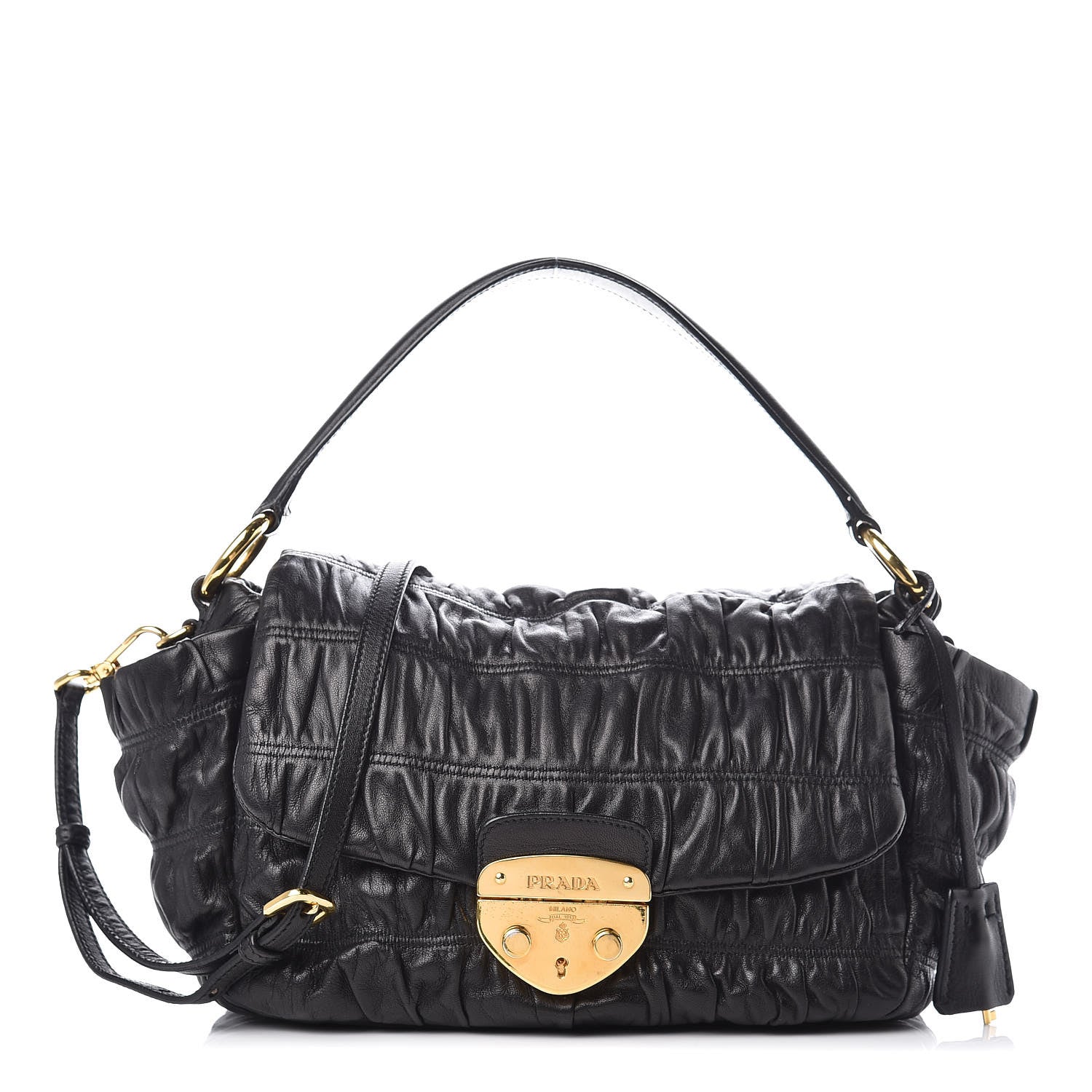 Prada Nappa Dressy Gaufre Flap Bag Black 1 of 10