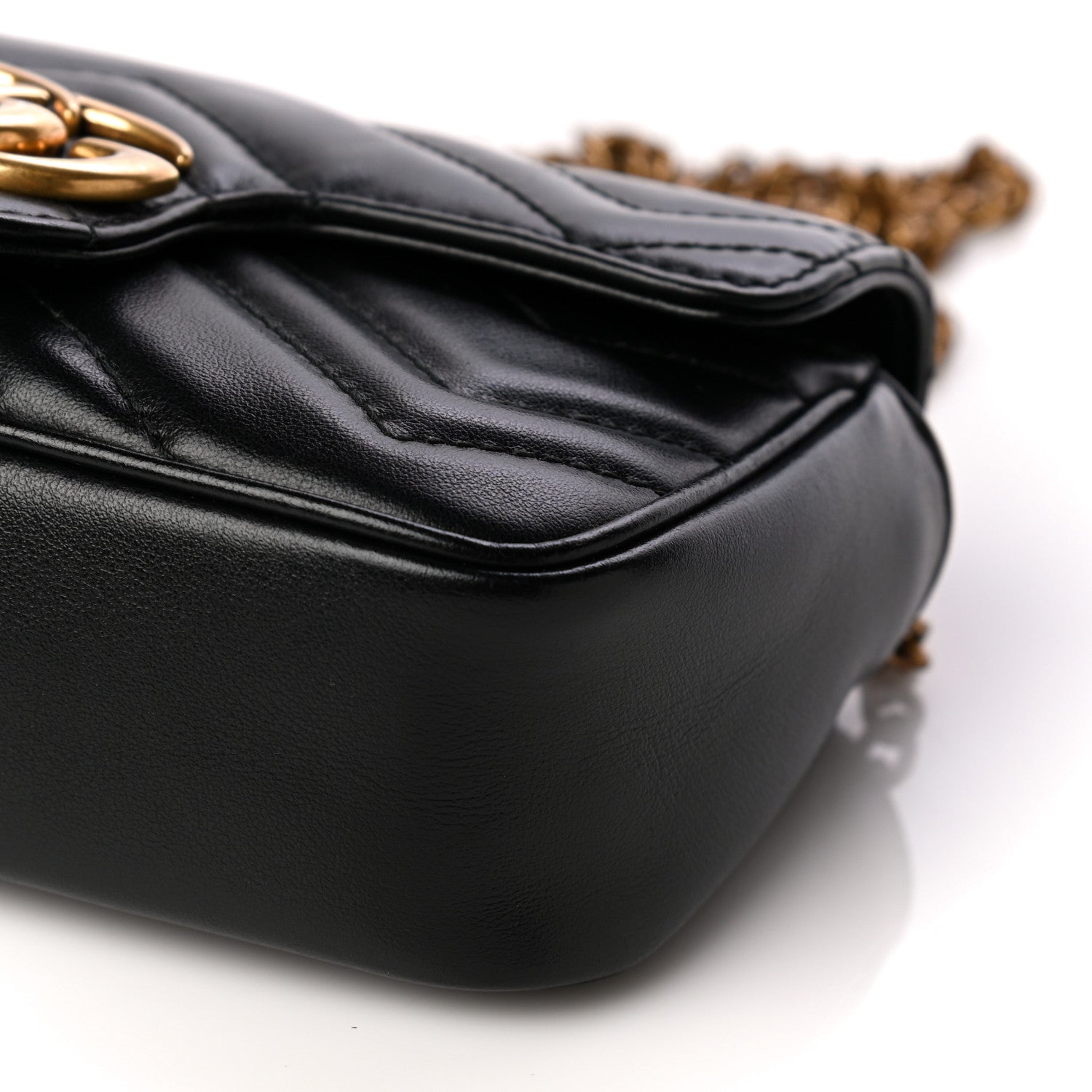 Gucci Calfskin Matelasse Super Mini GG Marmont Shoulder Bag Black 10 of 13