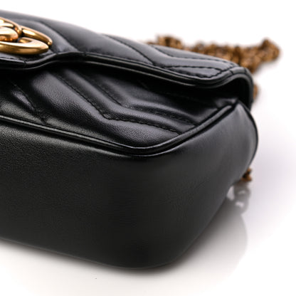 Gucci Calfskin Matelasse Super Mini GG Marmont Shoulder Bag Black 10 of 13