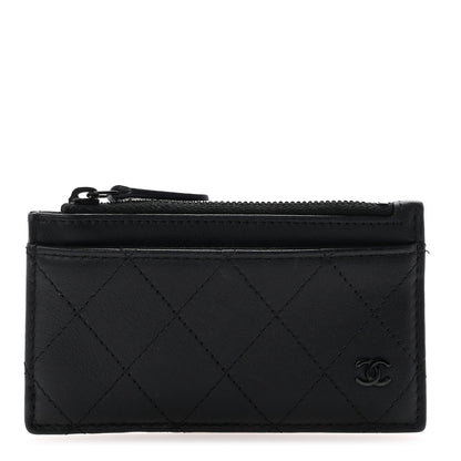 Chanel Calfskin Quilted Zip Card Holder So Black 1 of 8