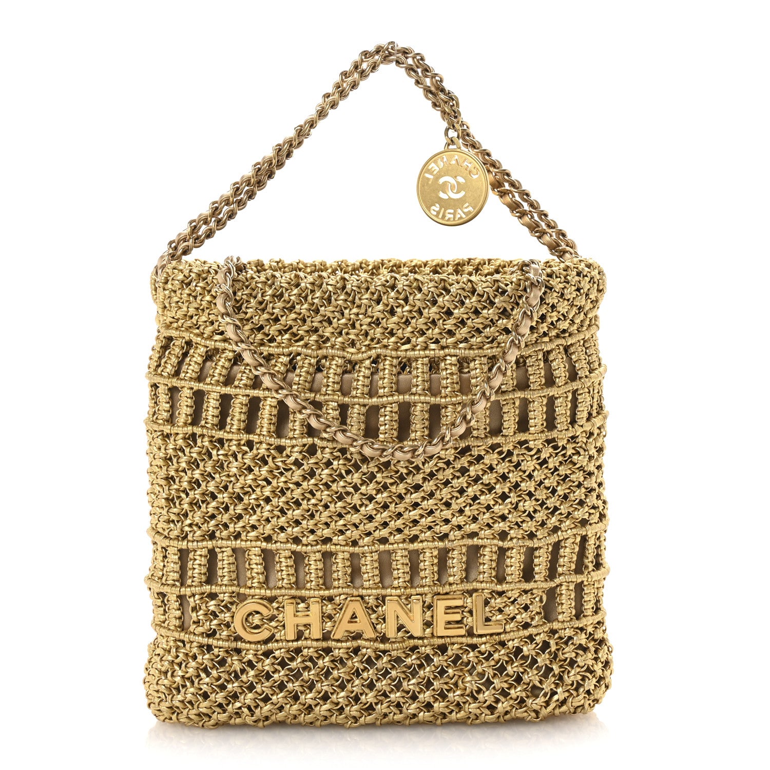 Chanel Metallic Calfskin Macrame Mini Chanel 22 Gold 1 of 11