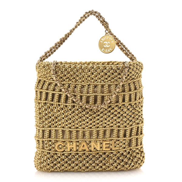 Chanel Metallic Calfskin Macrame Mini Chanel 22 Gold 1714994