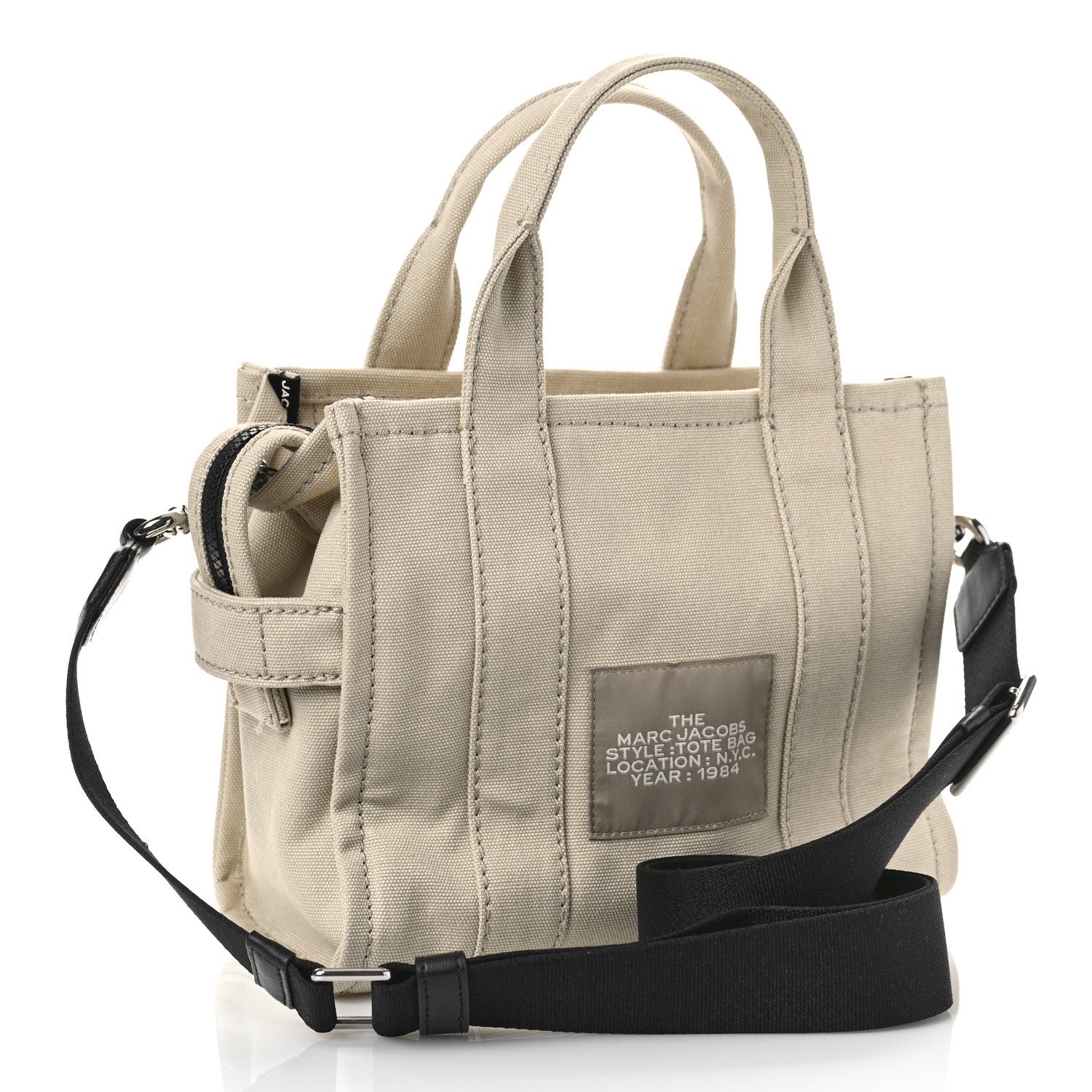 Marc Jacobs Cotton Canvas Mini The Traveler Tote Bag Beige 3 of 8