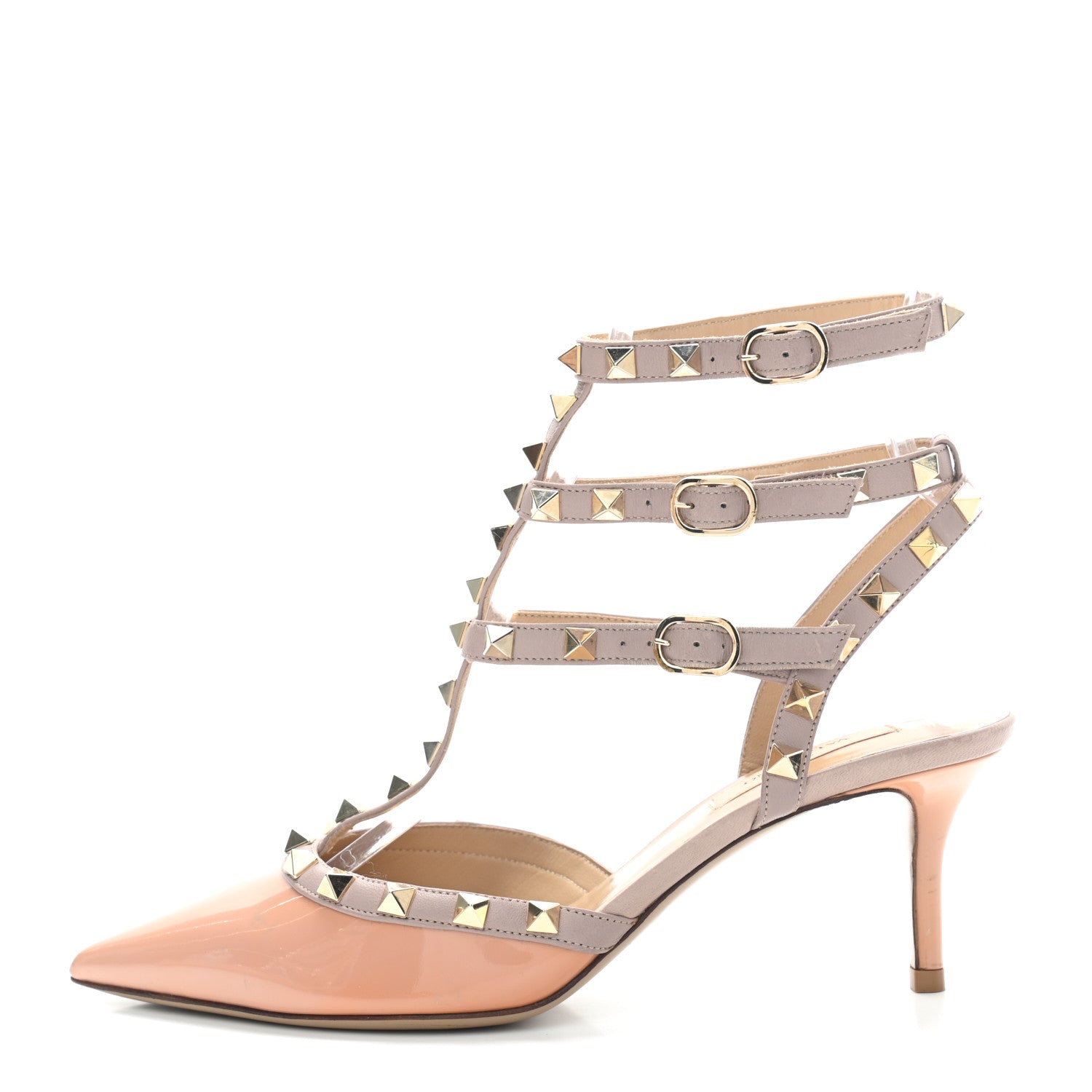Valentino Garavani Patent Rockstud Ankle Strap 65mm Pumps 37.5 Skin Sorbet Poudre 1 of 9