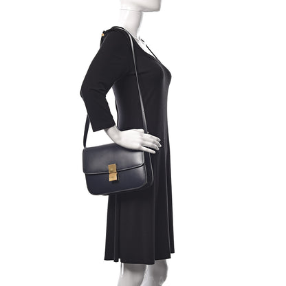 Celine Box Calfskin Medium Classic Box Flap Bag Navy Blue 2 of 9