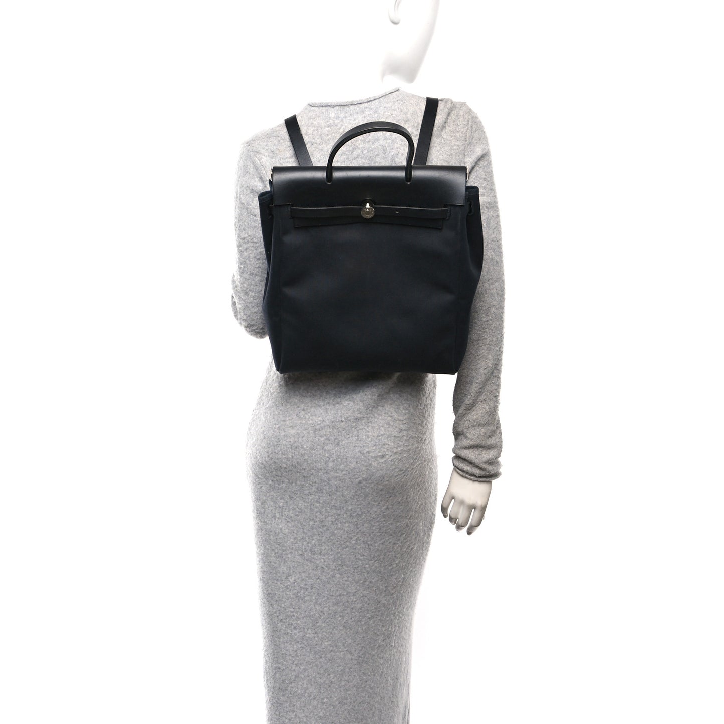 Toile Vache Calfskin Herbag 30 PM Backpack Black