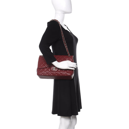 Chanel Caviar Quilted Jumbo Double Flap Dark Red 2 of 12