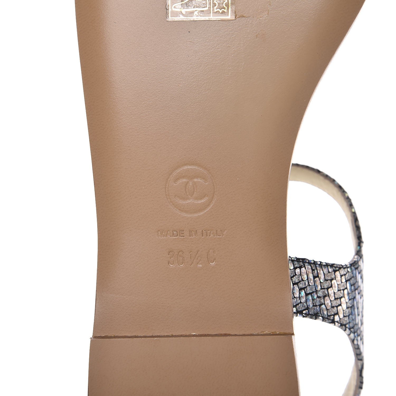 Chanel Goatskin Velvet Fantasy CC Chain Thong Sandals 36.5 Silver Ivory 6 of 9
