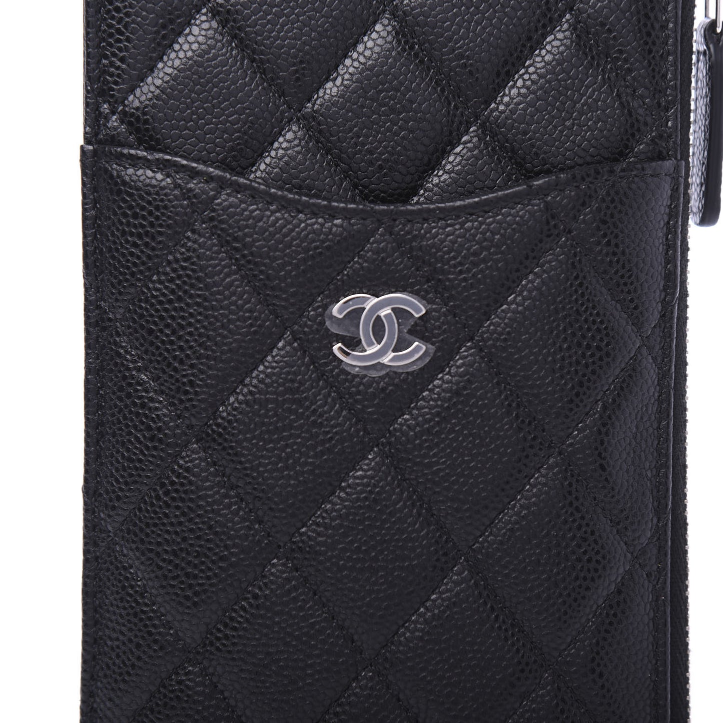 Caviar Quilted Classic Flat Wallet Pouch Black
