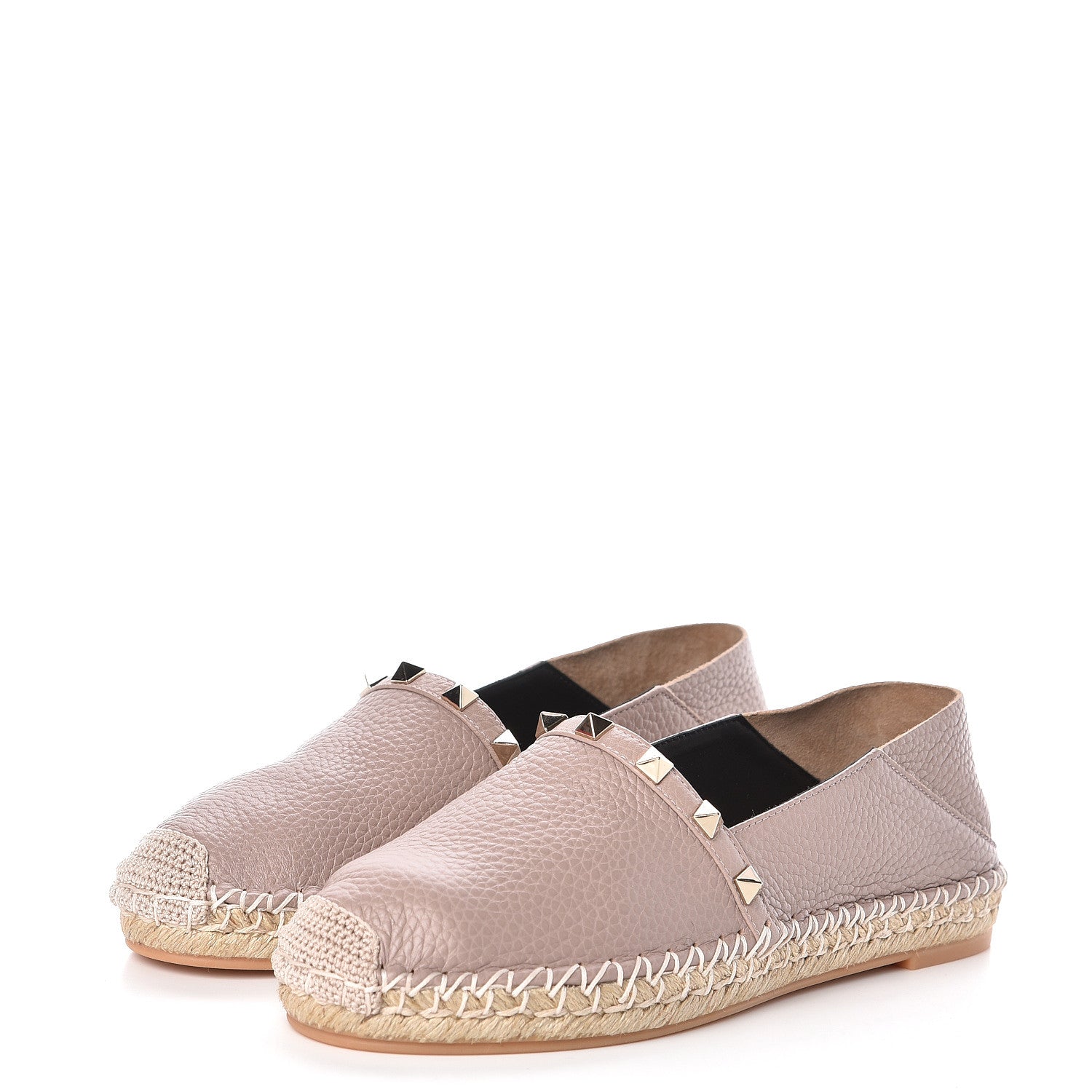 Valentino Garavani Pebbled Calfskin Rockstud Espadrilles 36 Poudre 3 of 10
