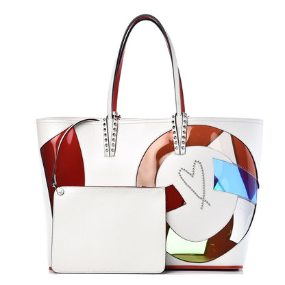 Christian Louboutin Calfskin PVC Love Spikes East West Cabata Tote Latte Multicolor 1 of 9