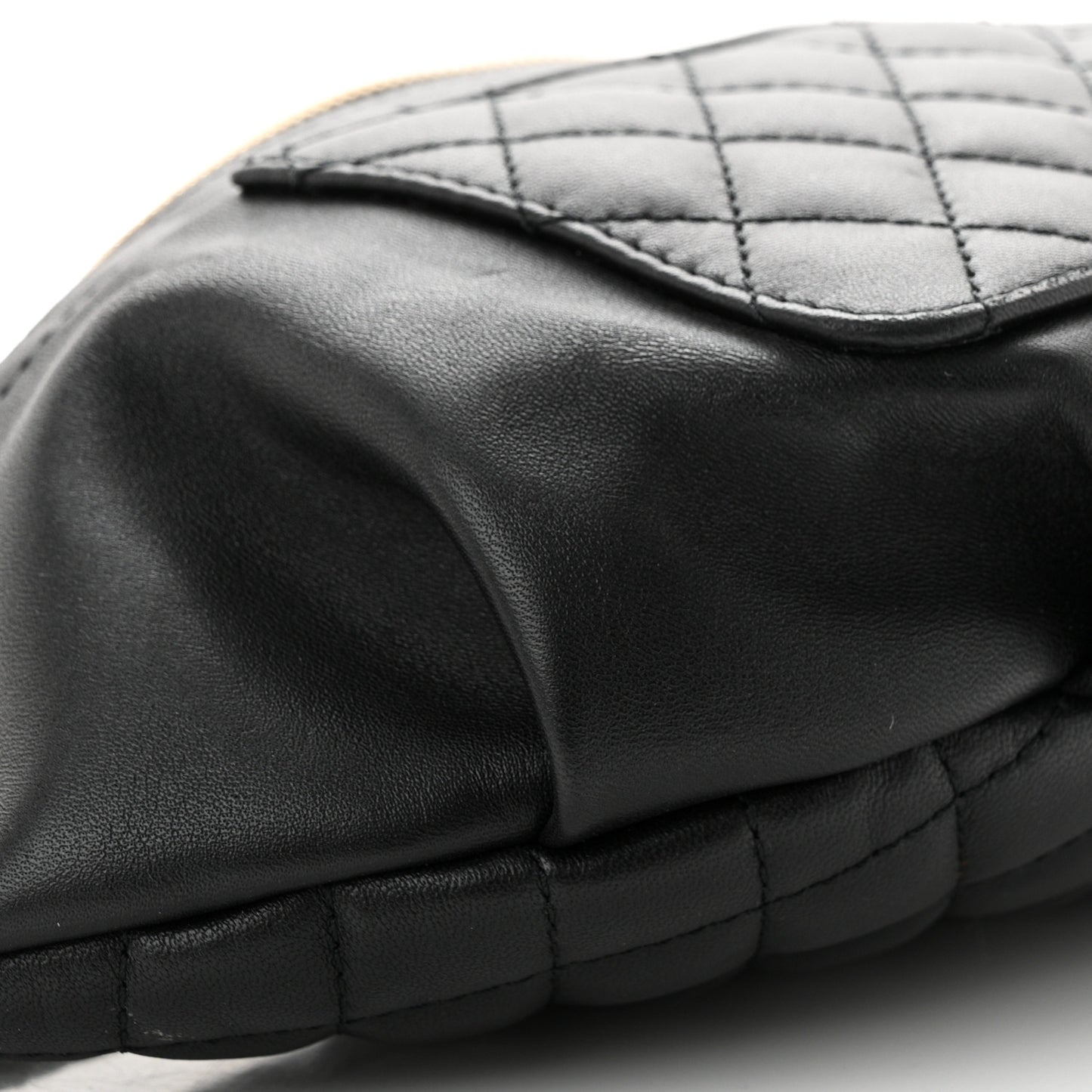 Lambskin Quilted Waist Bag Fanny Pack Black Black