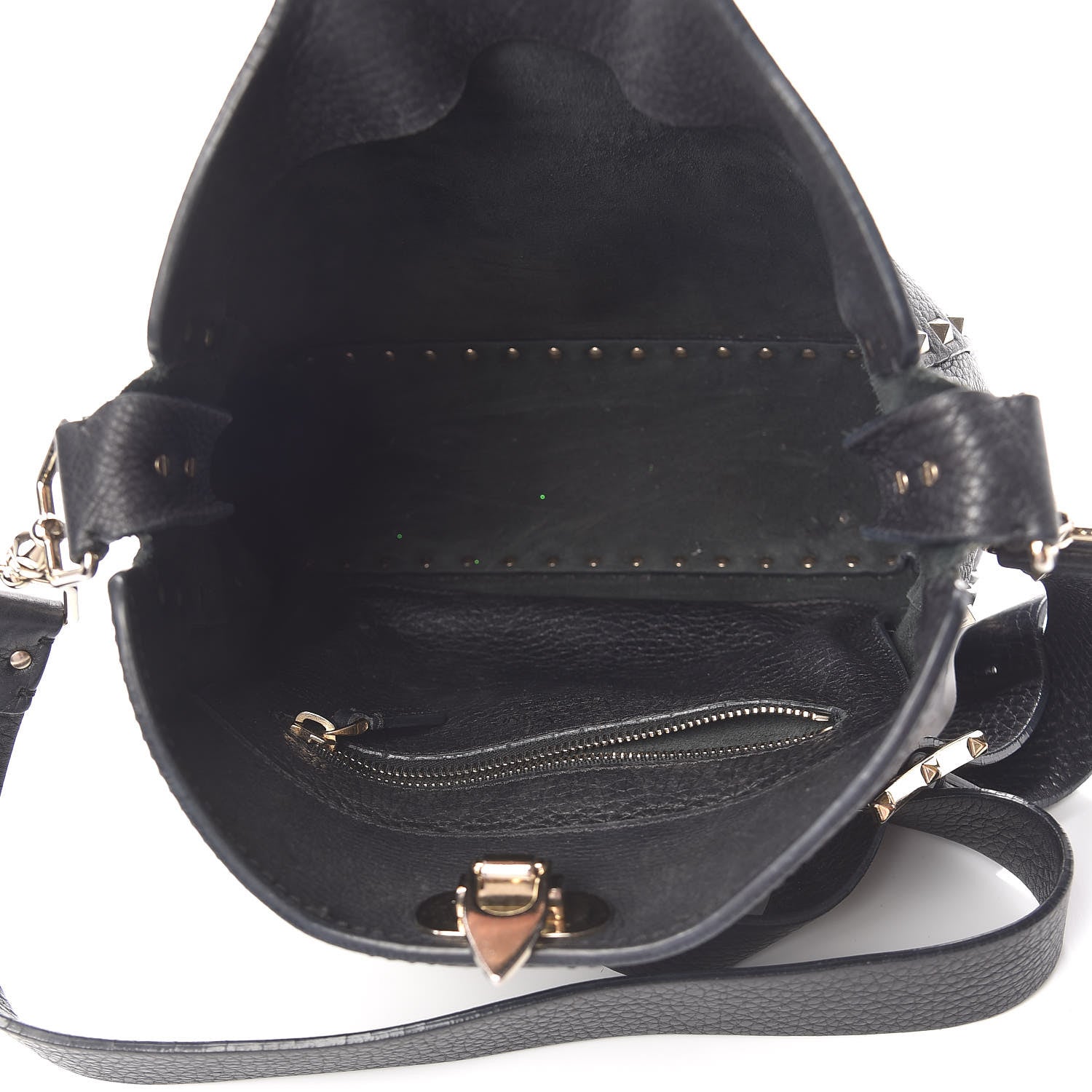 Valentino Garavani Pebbled Calfskin Small Rockstud Flip-Lock Messenger Bag Black 5 of 15