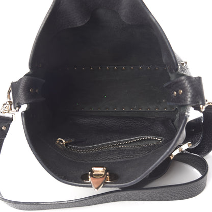 Valentino Garavani Pebbled Calfskin Small Rockstud Flip-Lock Messenger Bag Black 5 of 15
