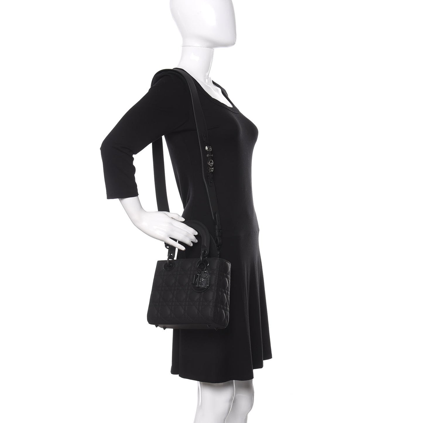 Ultra Matte Calfskin Cannage Small My ABCDior Lady Dior Black