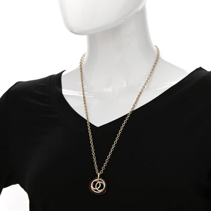 Chanel Resin CC Chain Pendant Necklace Gold Brown 2 of 6