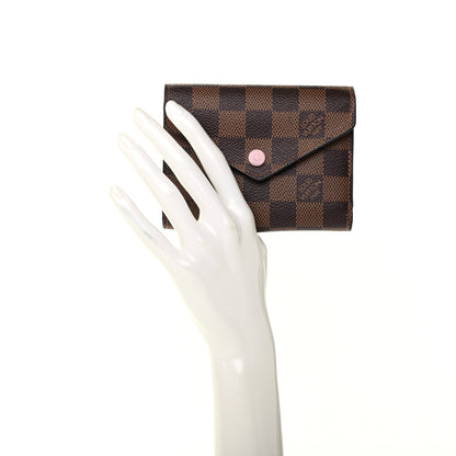 Louis Vuitton Damier Ebene Victorine Wallet Rose Ballerine 2 of 8
