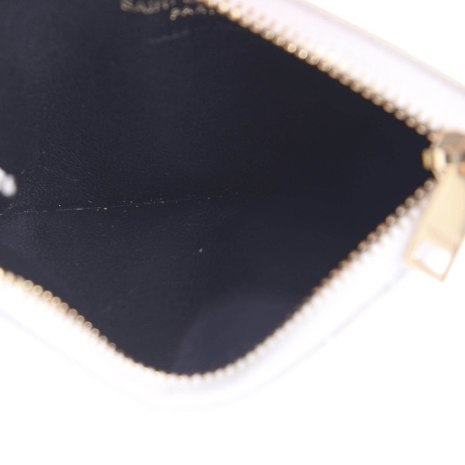 Saint Laurent Grain De Poudre Matelasse Chevron Monogram Fragments Zippered Card Case White 5 of 7