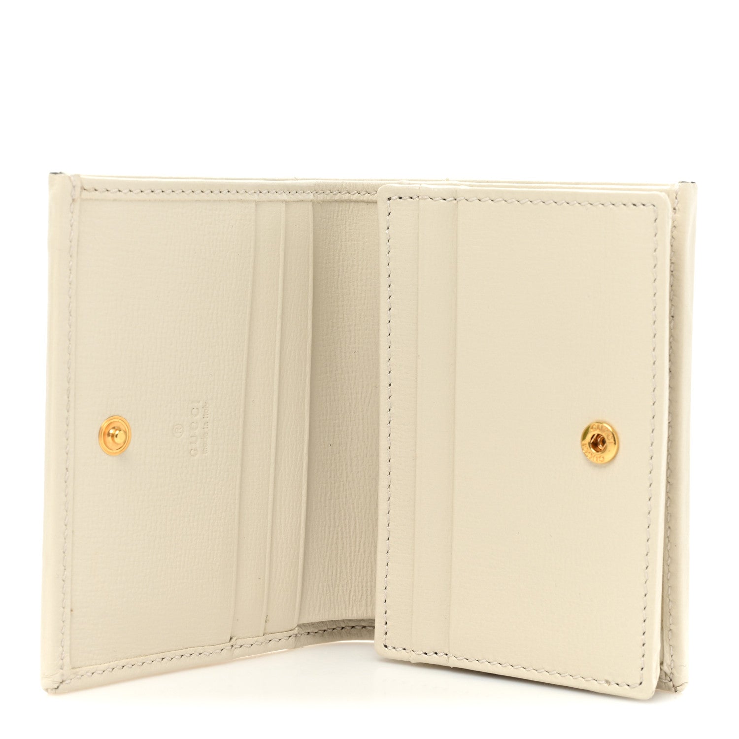 Gucci GG Supreme Monogram Azalea Calfskin Horsebit 1955 Card Case Wallet Beige Ebony Mystic White 5 of 12