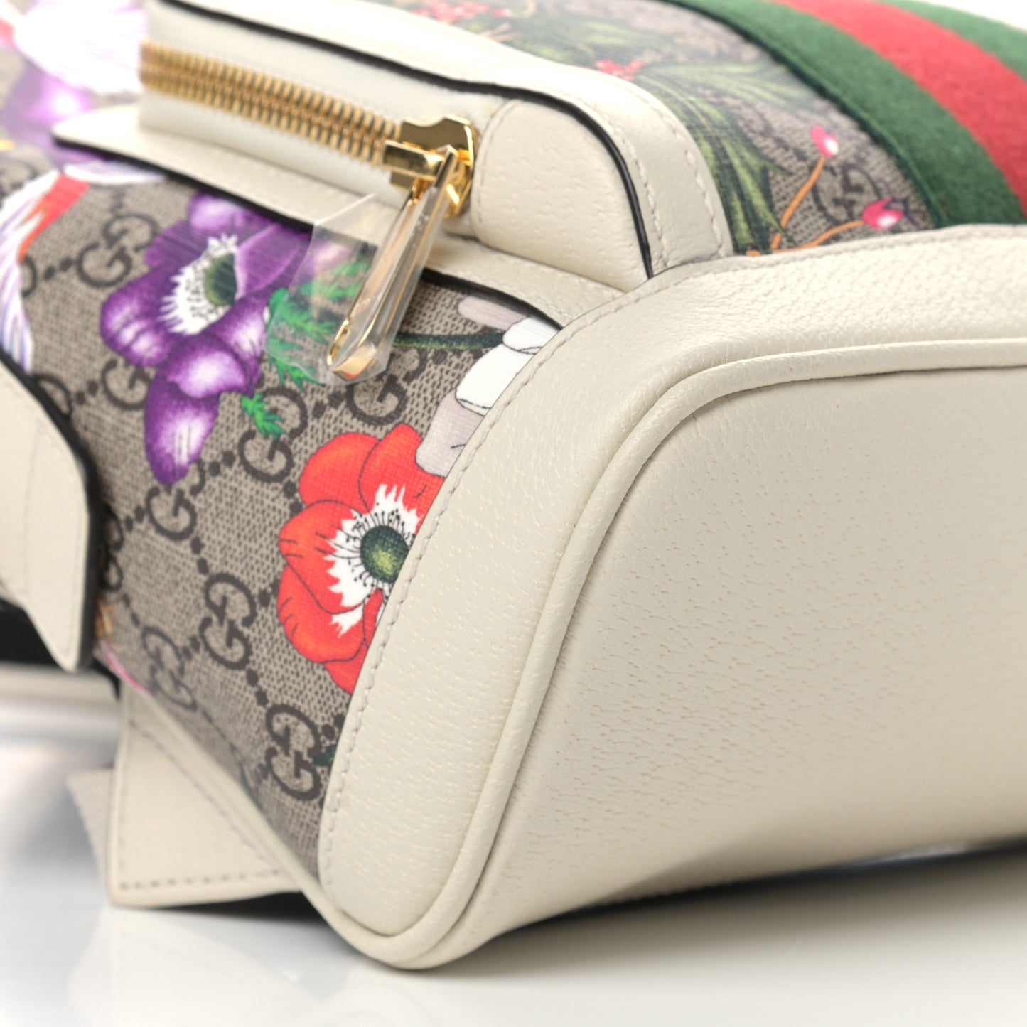 GG Supreme Monogram Flora Web Small Ophidia Day Backpack White