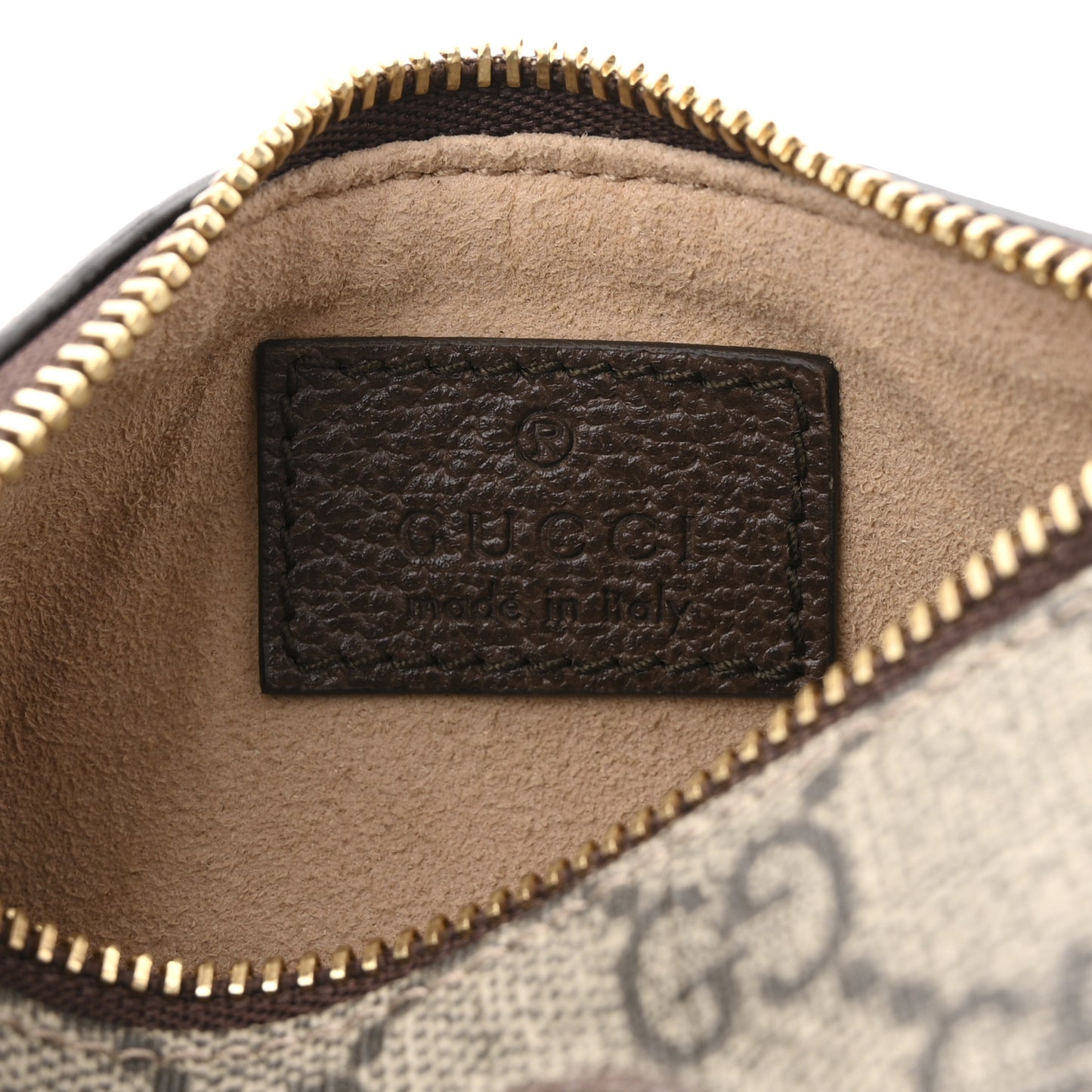 GG Supreme Monogram Strawberry Retro Interlocking G Barrel Coin Purse Beige Ebony