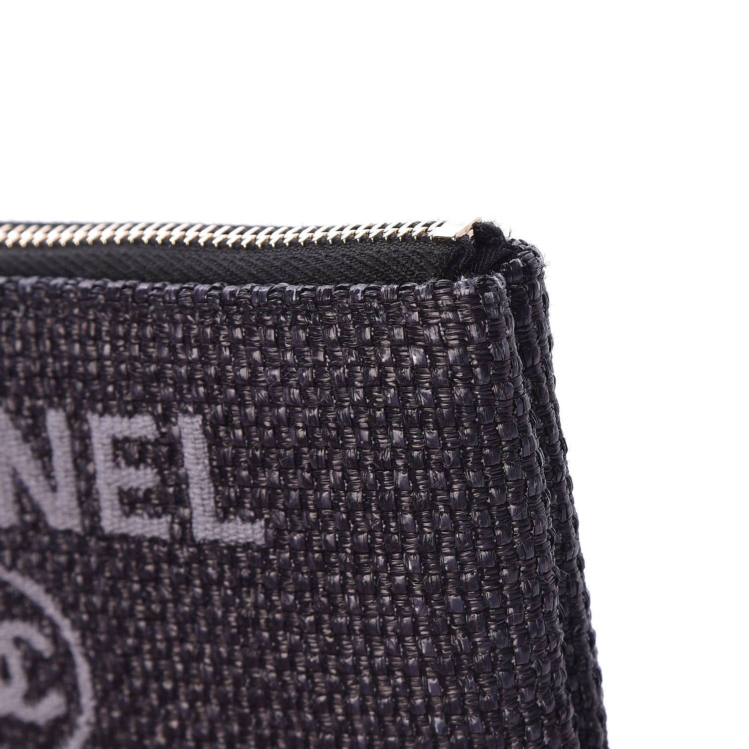 Chanel Woven Straw Raffia Deauville Cosmetic Pouch Black 8 of 10