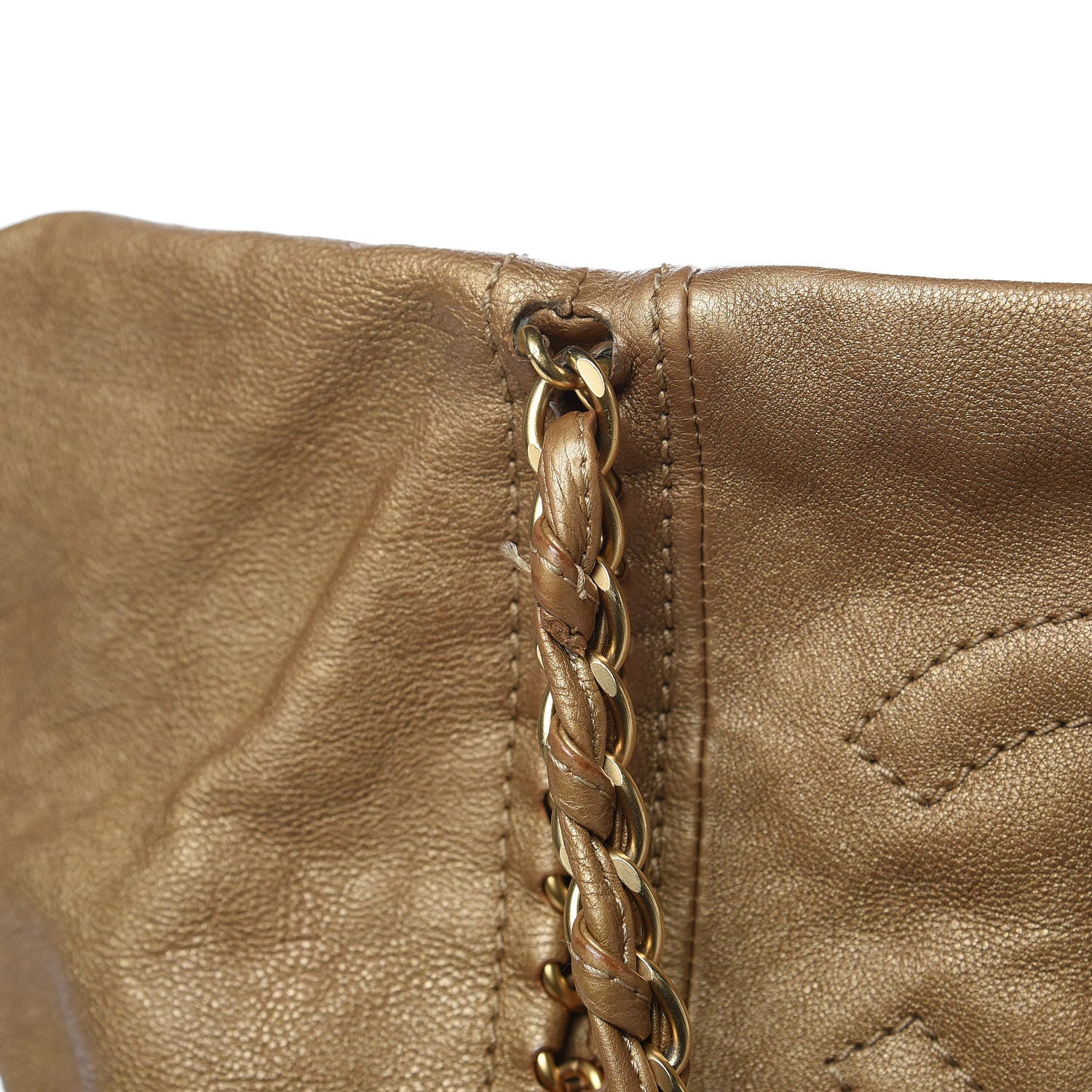 Chanel Metallic Goatskin Ligne Tote Gold 11 of 18