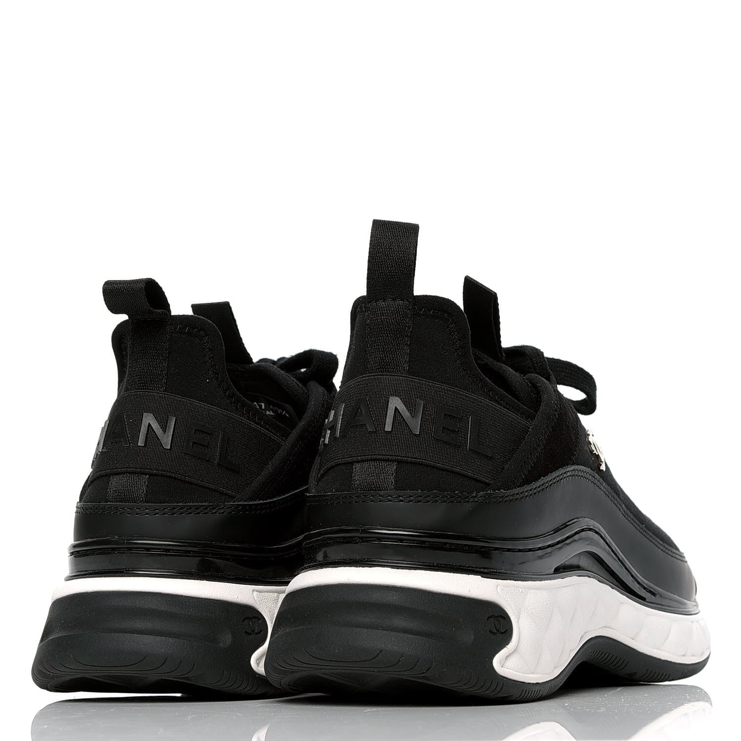 Chanel Velvet Calfskin Mixed Fibers CC Sneakers 40.5 Black 3 of 4
