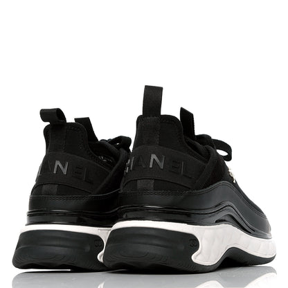 Chanel Velvet Calfskin Mixed Fibers CC Sneakers 40.5 Black 3 of 4