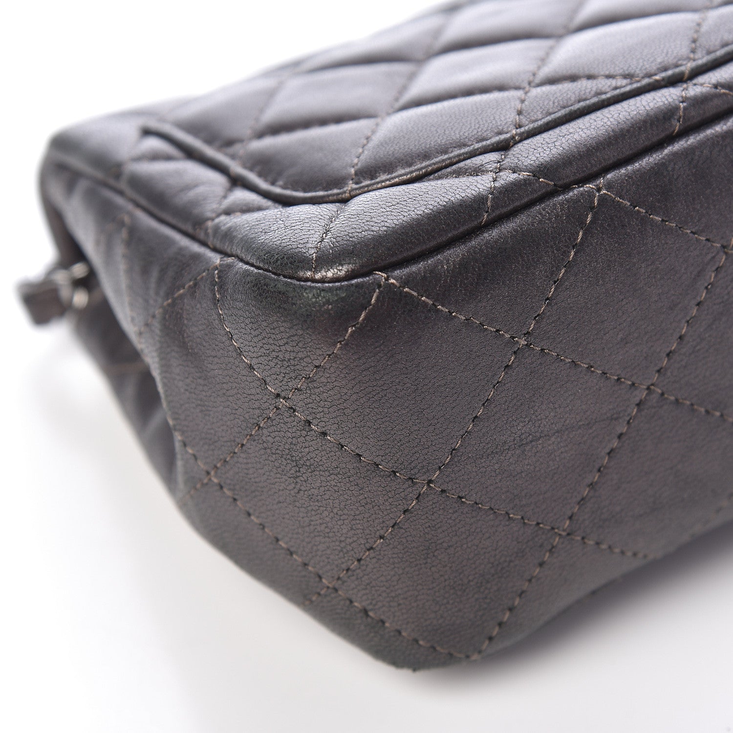 Chanel Metallic Lambskin Quilted Mini Square Flap Grey 10 of 19