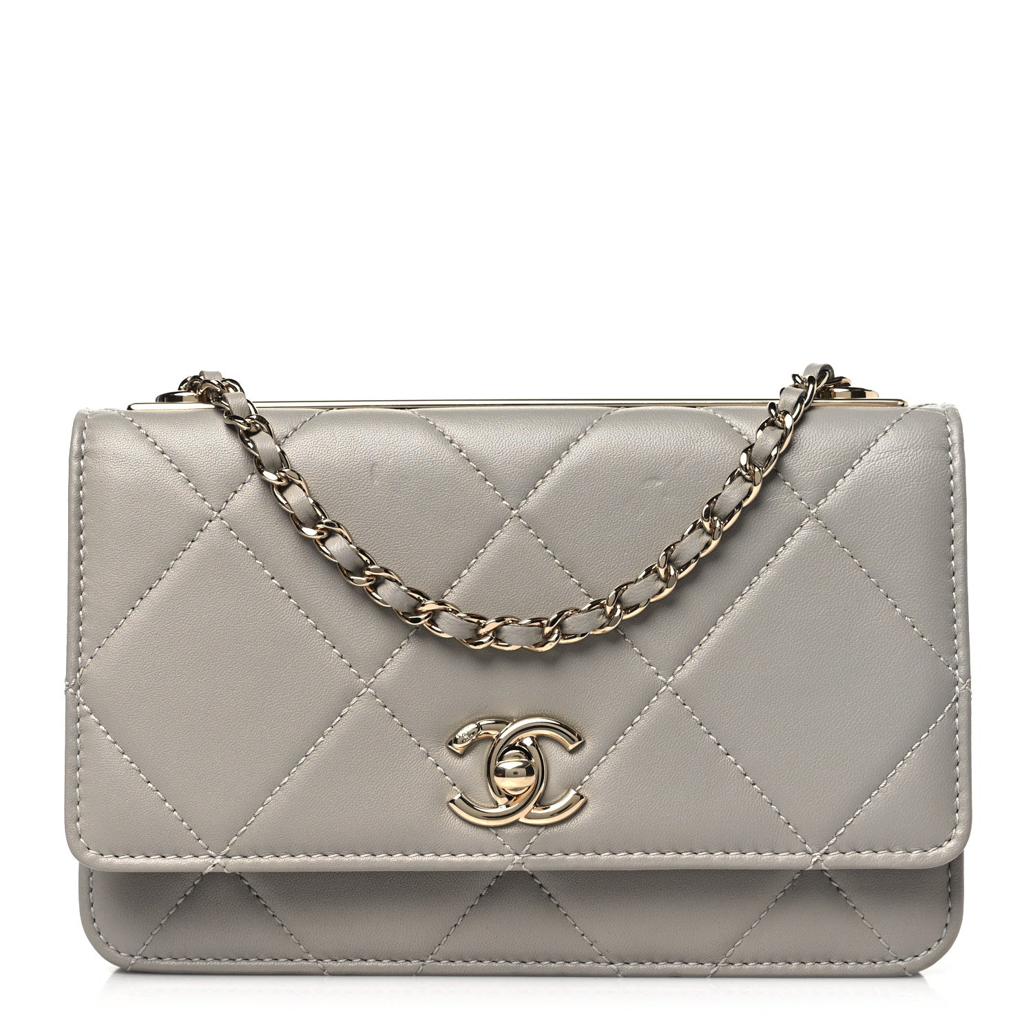Chanel Lambskin Quilted Trendy CC Wallet On Chain WOC Grey 1 of 11
