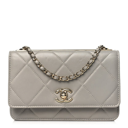 Chanel Lambskin Quilted Trendy CC Wallet On Chain WOC Grey 1 of 11