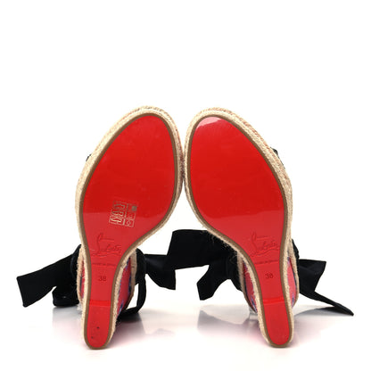 Christian Louboutin Calfskin Des Cyclades Athina Printed 120 Wedge Sandals 38 Black Multicolor 5 of 8