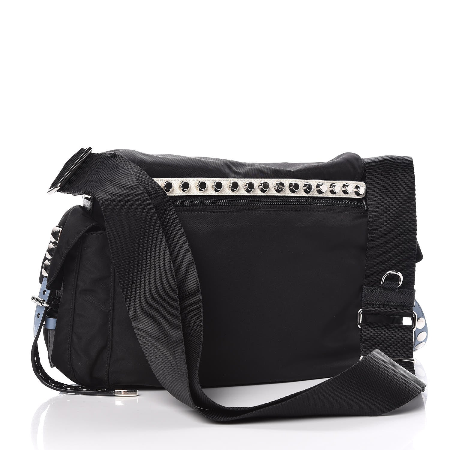 Prada Nylon New Vela Studded Messenger Black Astrale 3 of 12
