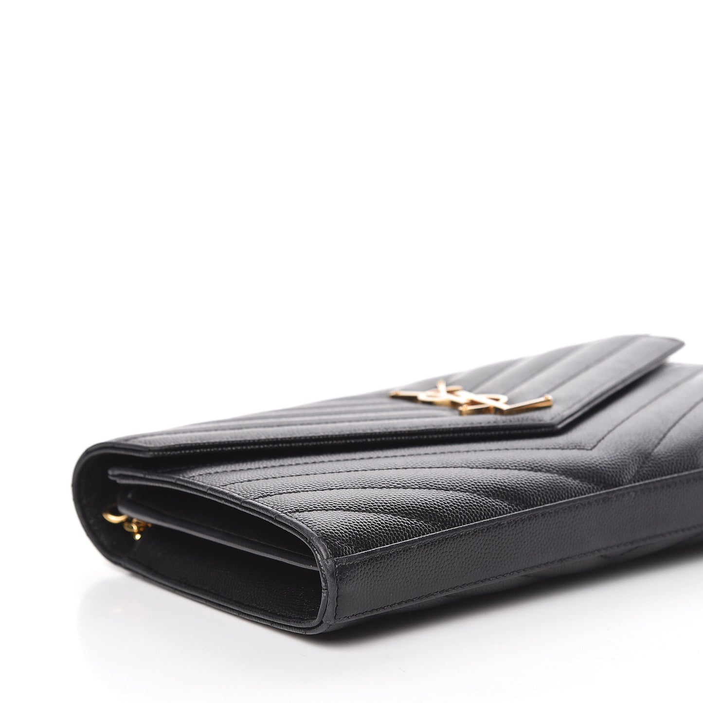 Grain De Poudre Matelasse Chevron Monogram Chain Wallet Black