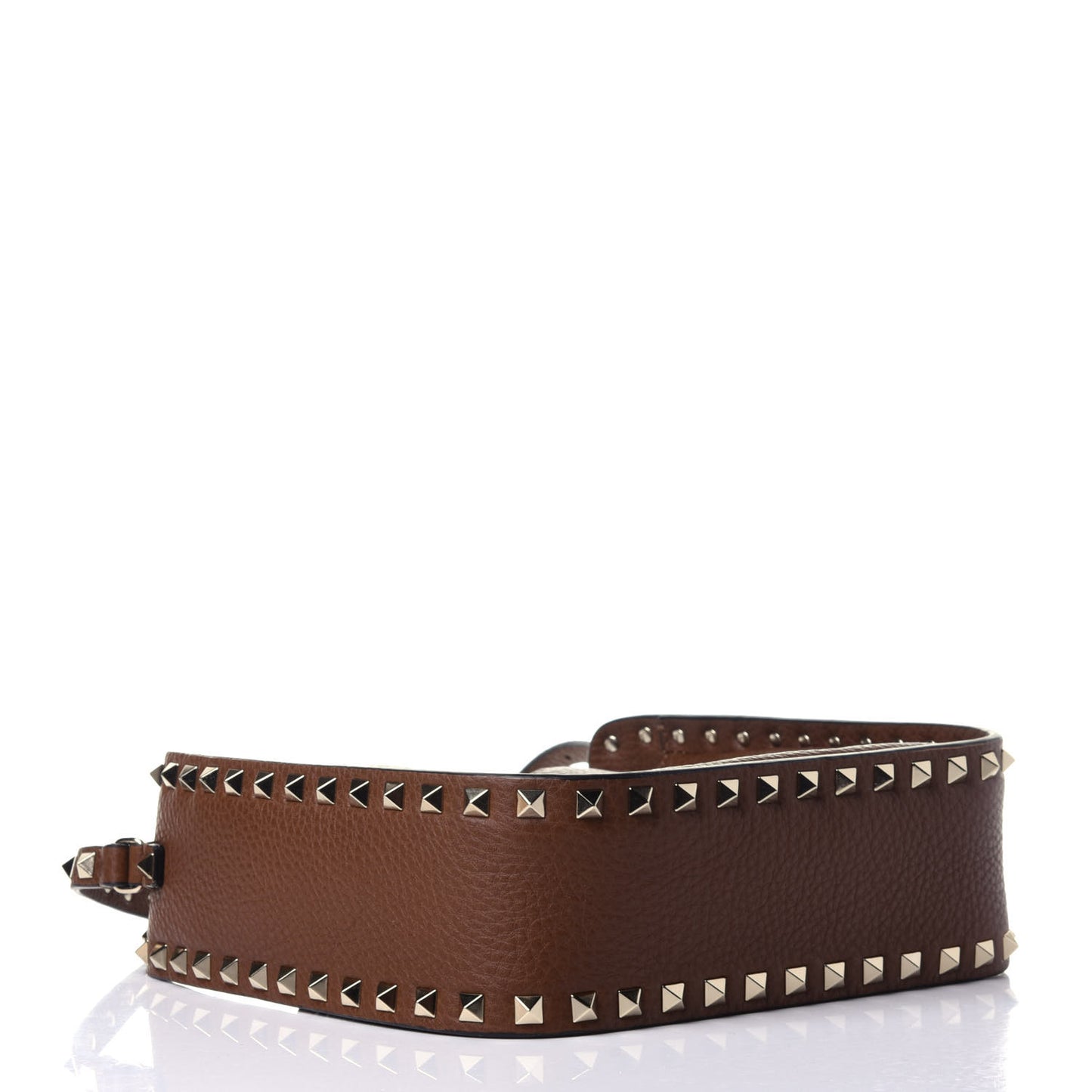 Grained Calfskin Rockstud Bucket Bag Deep Cuir