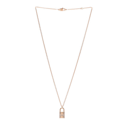Hermes 18K Rose Gold Diamond Amulettes Cadenas Pendant Necklace 3 of 5