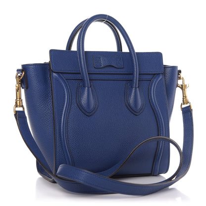 Celine Drummed Calfskin Nano Luggage Indigo 3 of 9