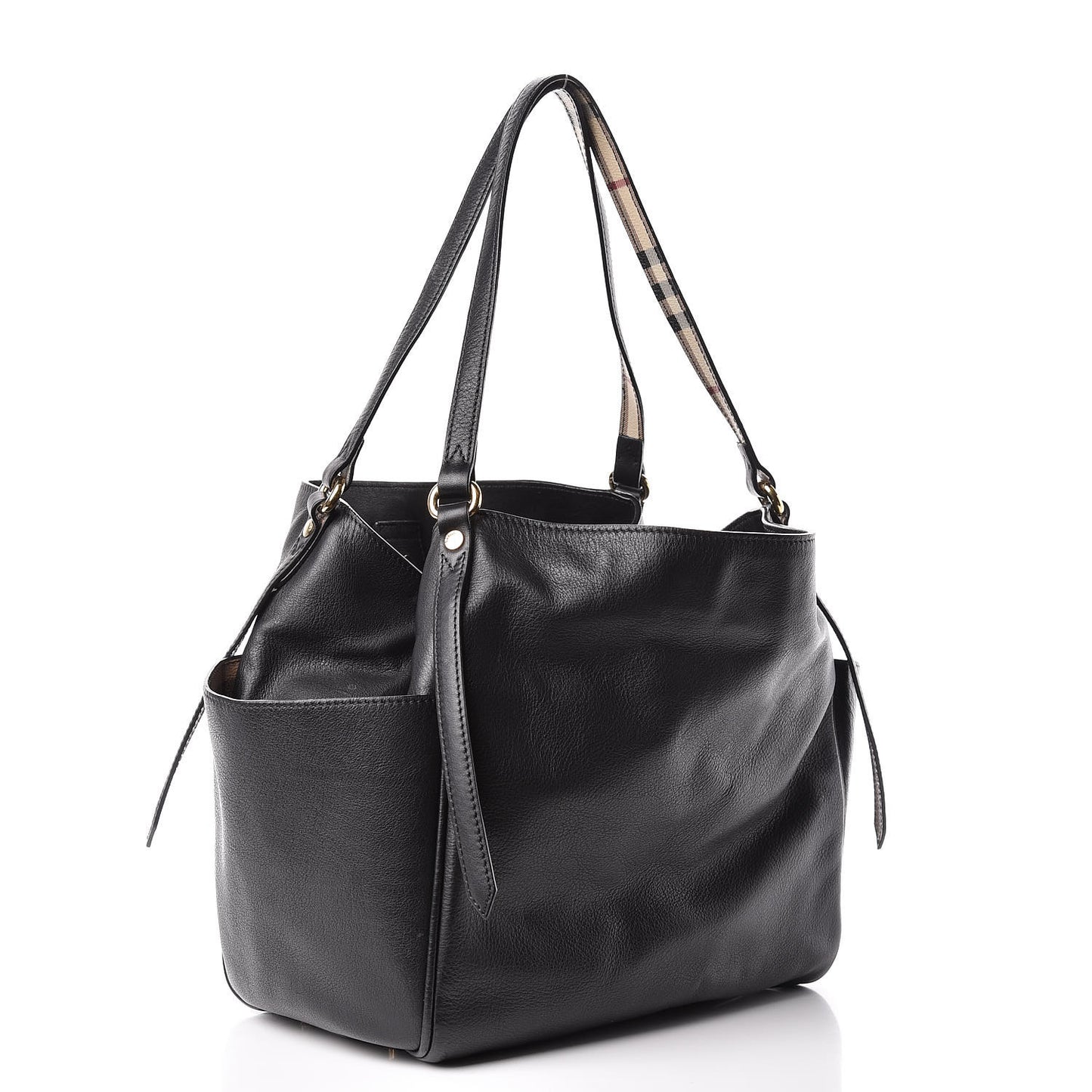 Calfskin Haymarket Check Small Canterbury Tote Black