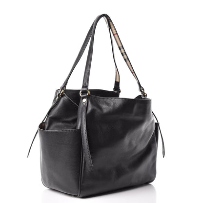 Burberry Calfskin Haymarket Check Small Canterbury Tote Black 3 of 19