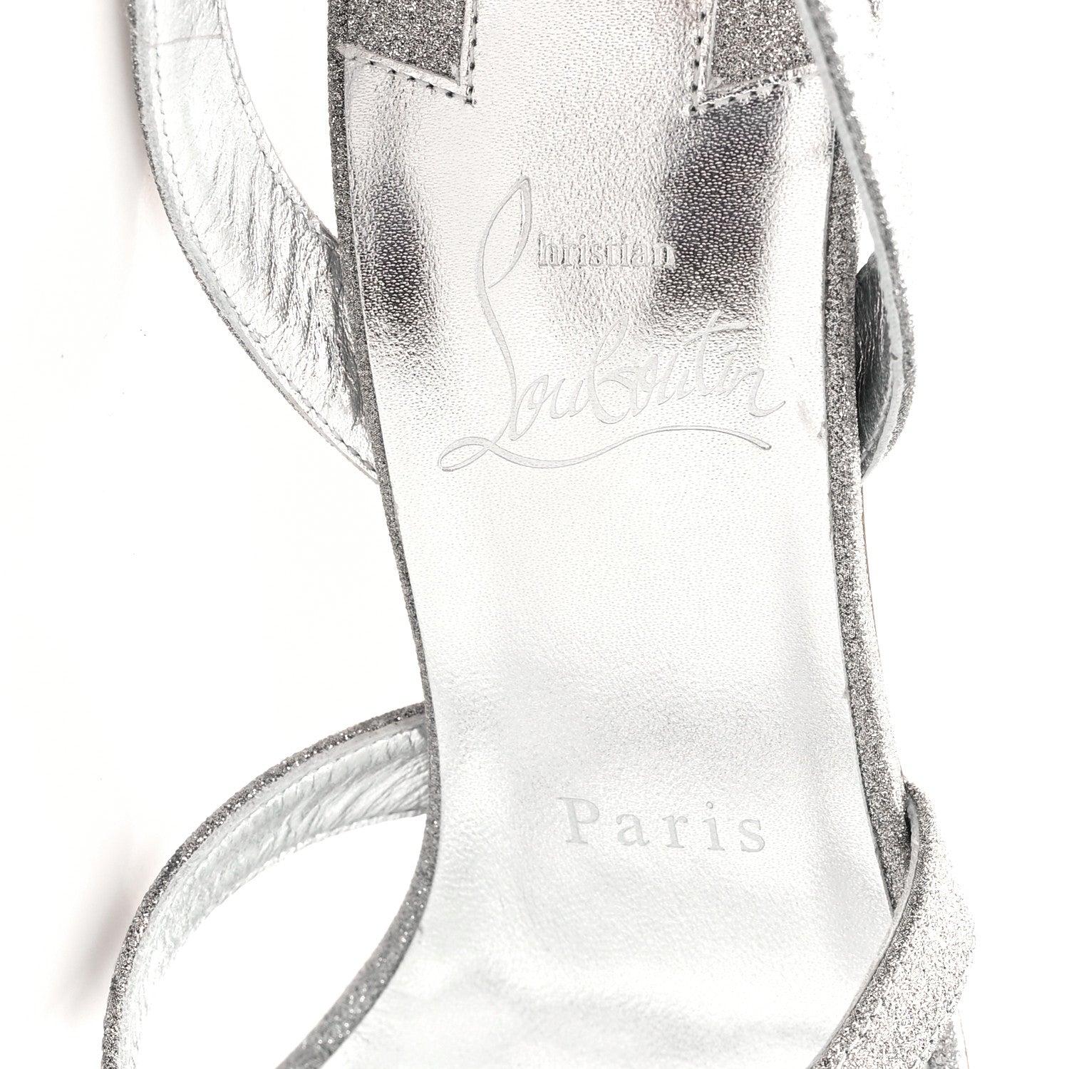 Christian Louboutin Glitter Emilie 100 Slingback Sandals 37 Silver 7 of 7