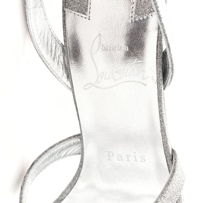 Christian Louboutin Glitter Emilie 100 Slingback Sandals 37 Silver 7 of 7