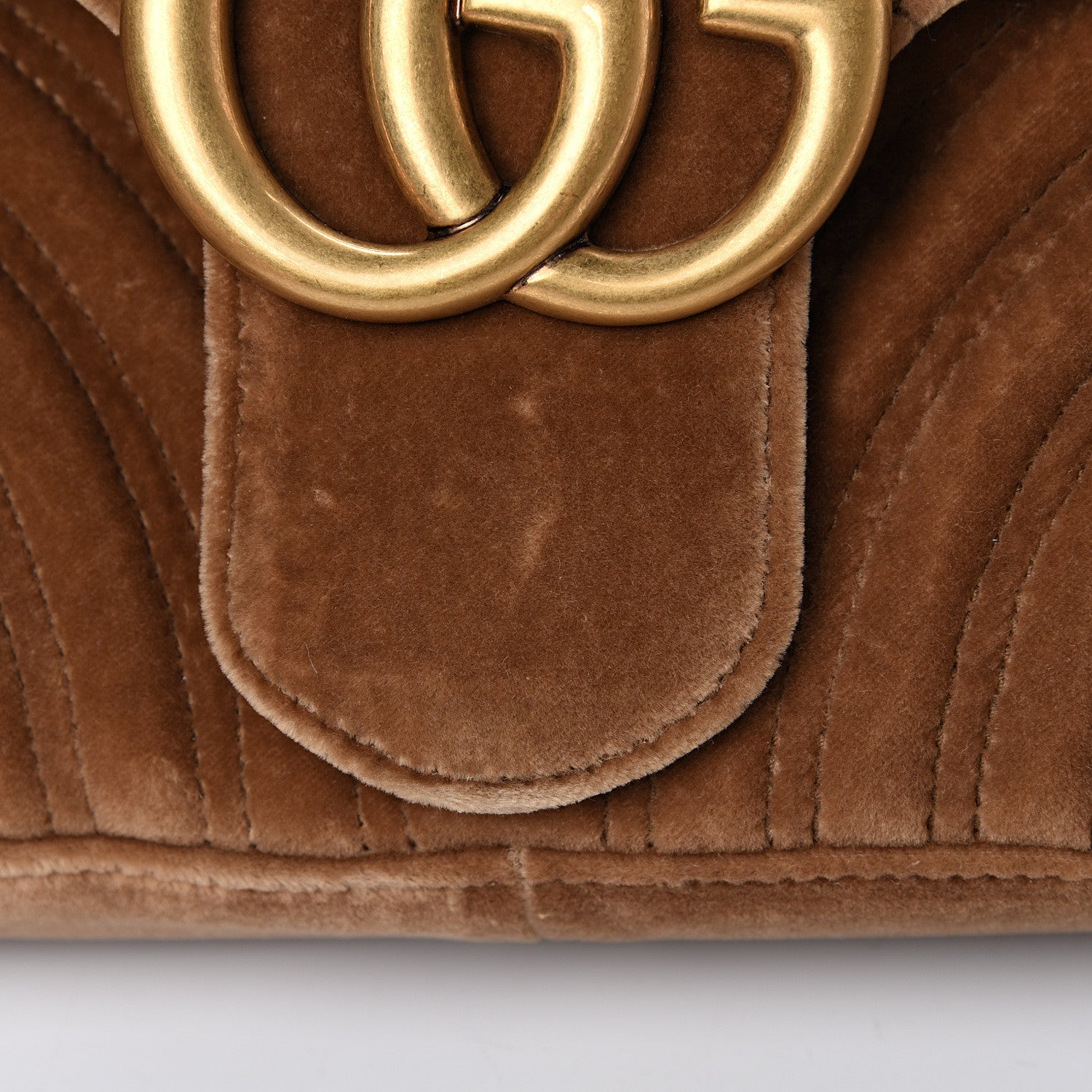 Gucci Velvet Matelasse Medium GG Marmont Shoulder Bag Taupe 13 of 14