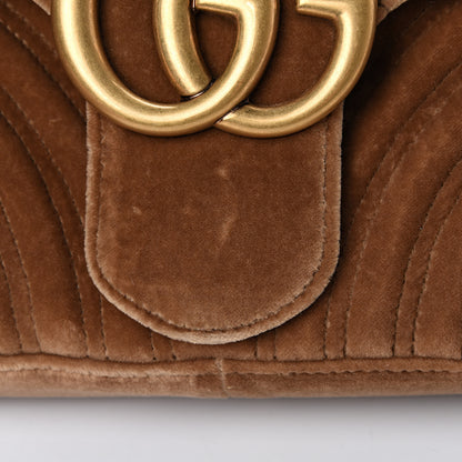 Gucci Velvet Matelasse Medium GG Marmont Shoulder Bag Taupe 13 of 14